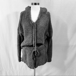 POL dark grey sweatshirt and shorts loungewear set